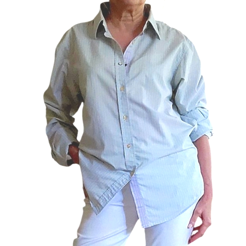 Scotch and Soda Vintage Inspired Stripe Cotton Cuffed Shirt Sz L Pastels
